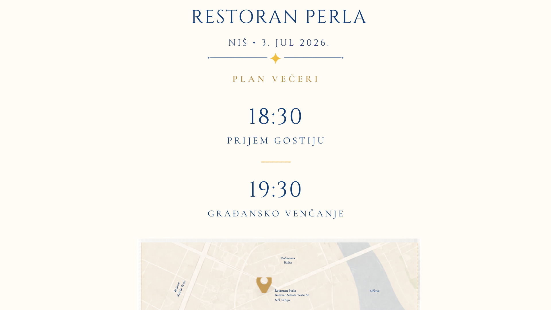 Mapa – Restoran Perla, Bulevar Nikole Tesle 81, Niš